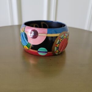 Handpainted, colorful wooden bracelet, never worn